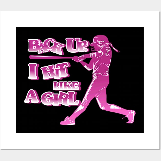 Play Like A Girl Softball Baseball Player Wall Art by Sloane GalaxyLinesSpace